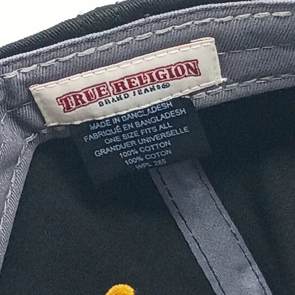 True Religion Black & Gold Logo Baseball Cap – Embroidered Adjustable Hat